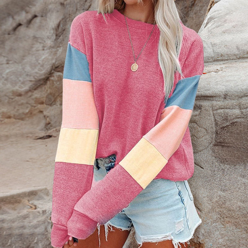 Kontrast-Sweatshirt mit Rundhalsausschnitt