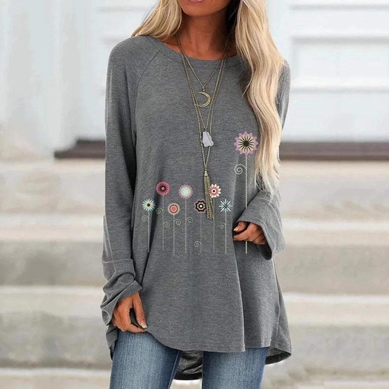 Langärmeliges T-Shirt mit Blumendruck
