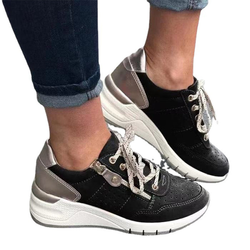 Einfarbige Atmungsaktive Turnschuhe Mit Dicker Sohle