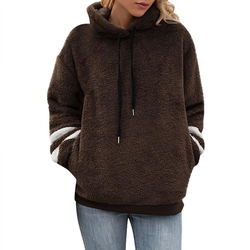 Plüsch-Sweatshirt mit Kordelzug und Kapuze