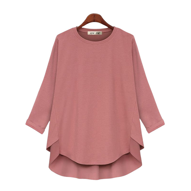 T-Shirt mit Rundhalsausschnitt und unregelmäßigem Saum