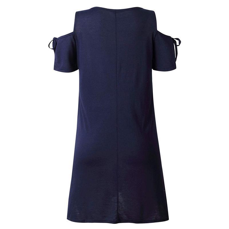 Schulterfreies Kleid mit V-Ausschnitt