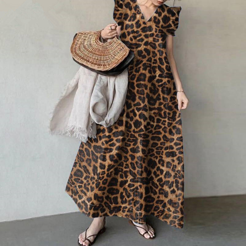 Langes Kleid mit Leopardenmuster