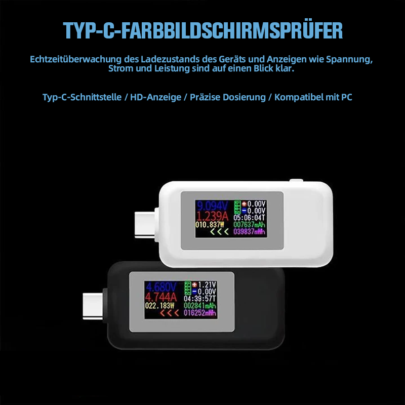 Farbbildschirm USB Strom- und Spannungsprüfer