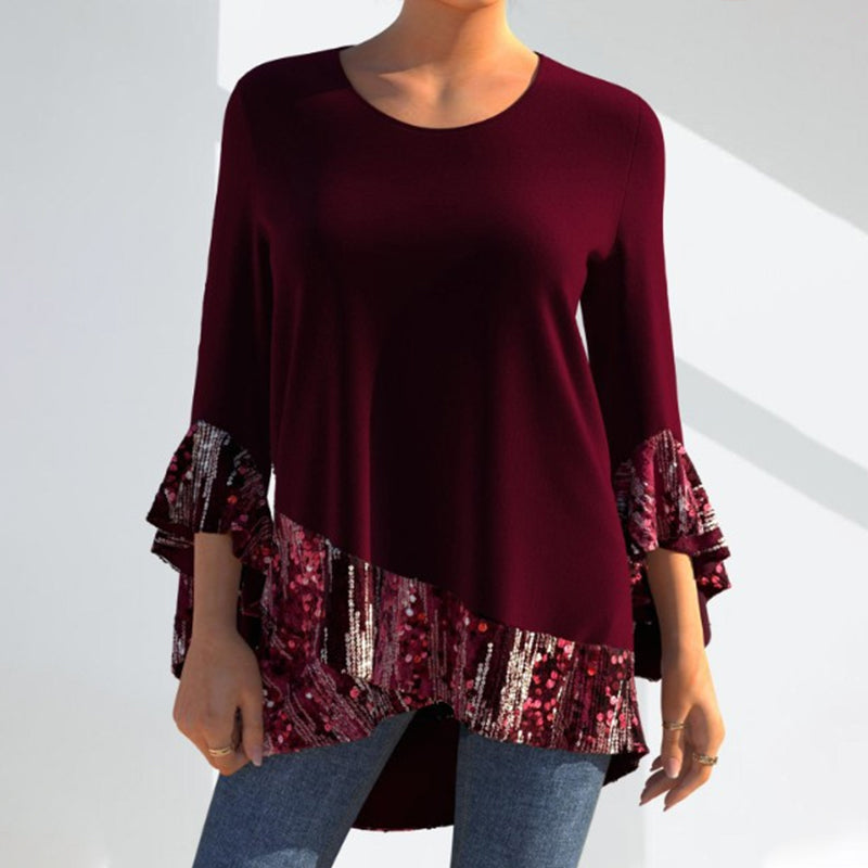 Pailletteneinsätze unregelmäßige Bluse
