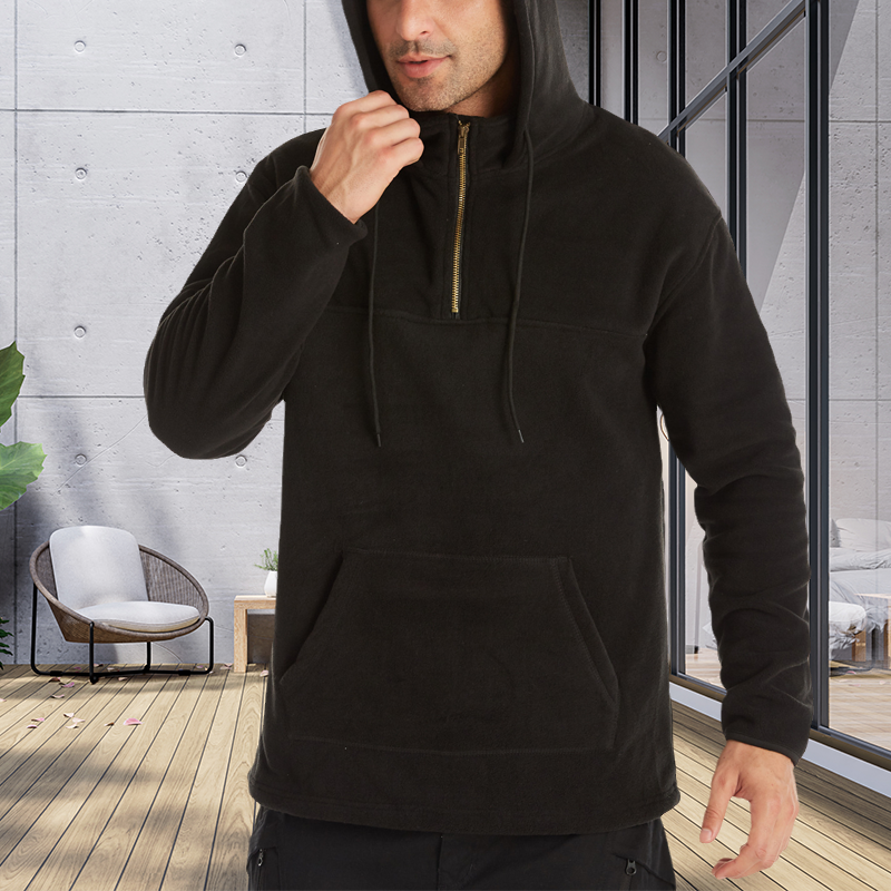 Einfarbiger Fleece-Kapuzenpullover für Herren