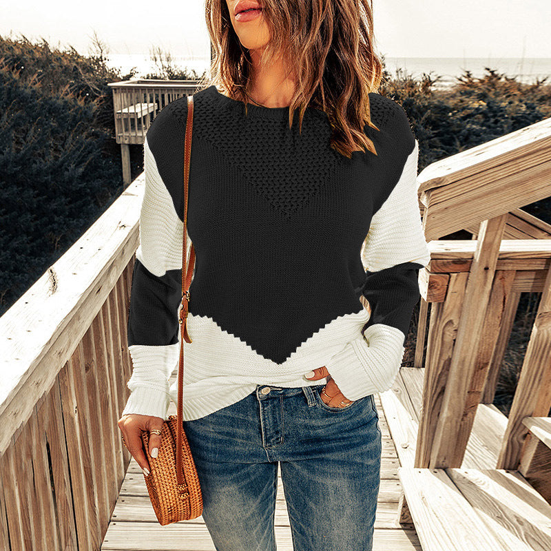 Pullover mit Rundhalsausschnitt und Farbblock