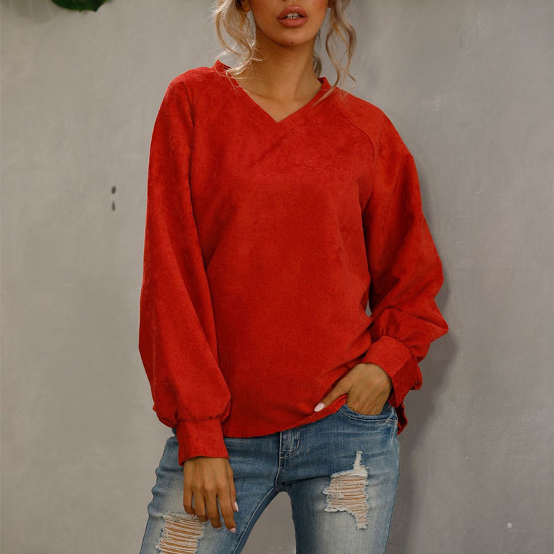 Einfarbiges Cord-T-Shirt