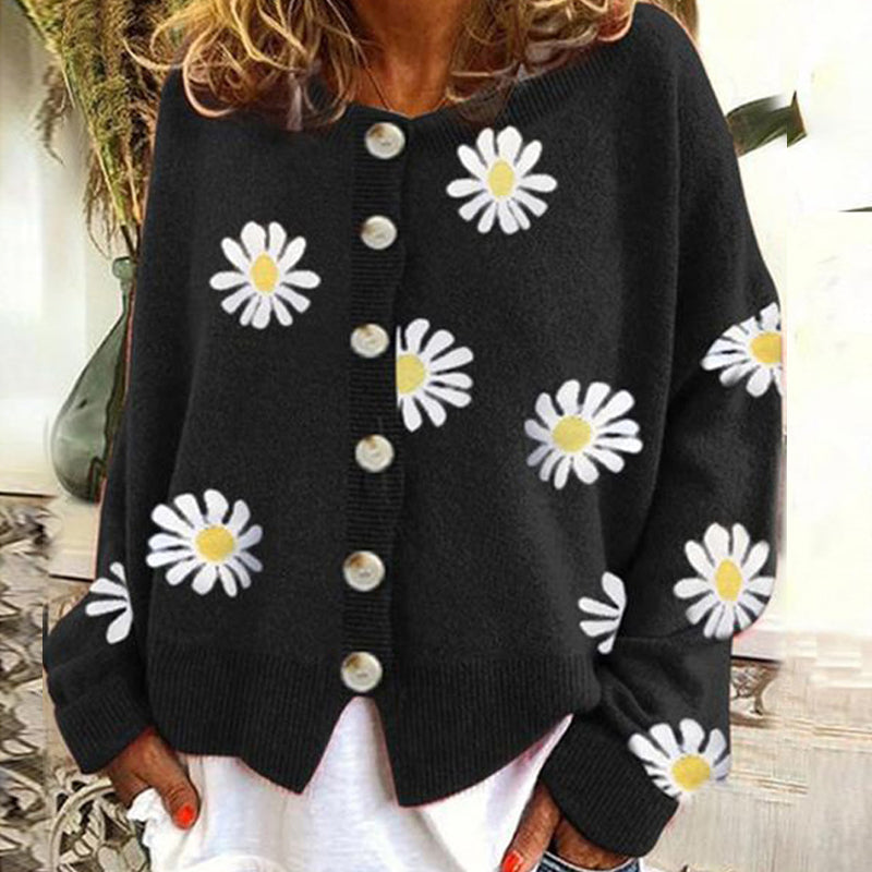 Süße Strickjacke mit Gänseblümchen