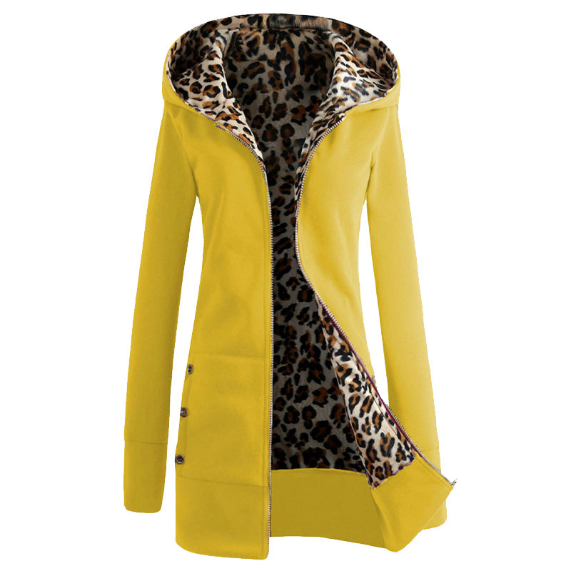 Plüsch-Sweatshirt mit Leopardenprint und Reißverschluss