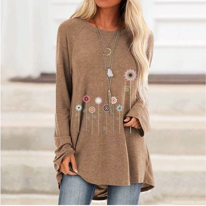 Langärmeliges T-Shirt mit Blumendruck