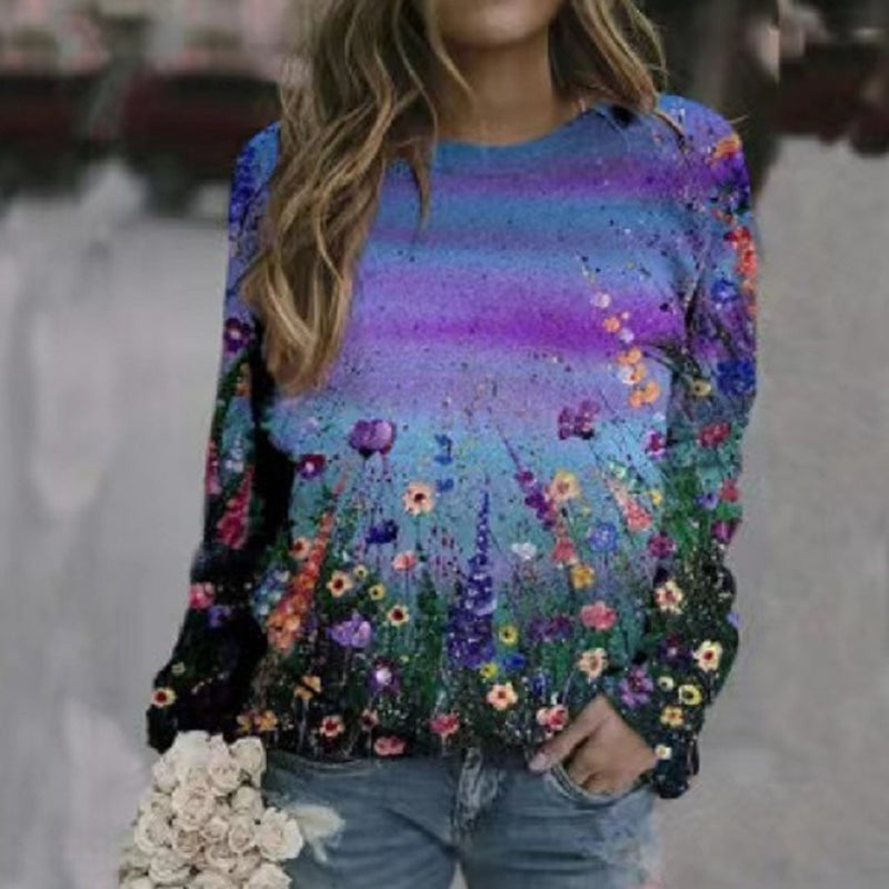 Mehrfarbiges Sweatshirt mit Blumenmuster