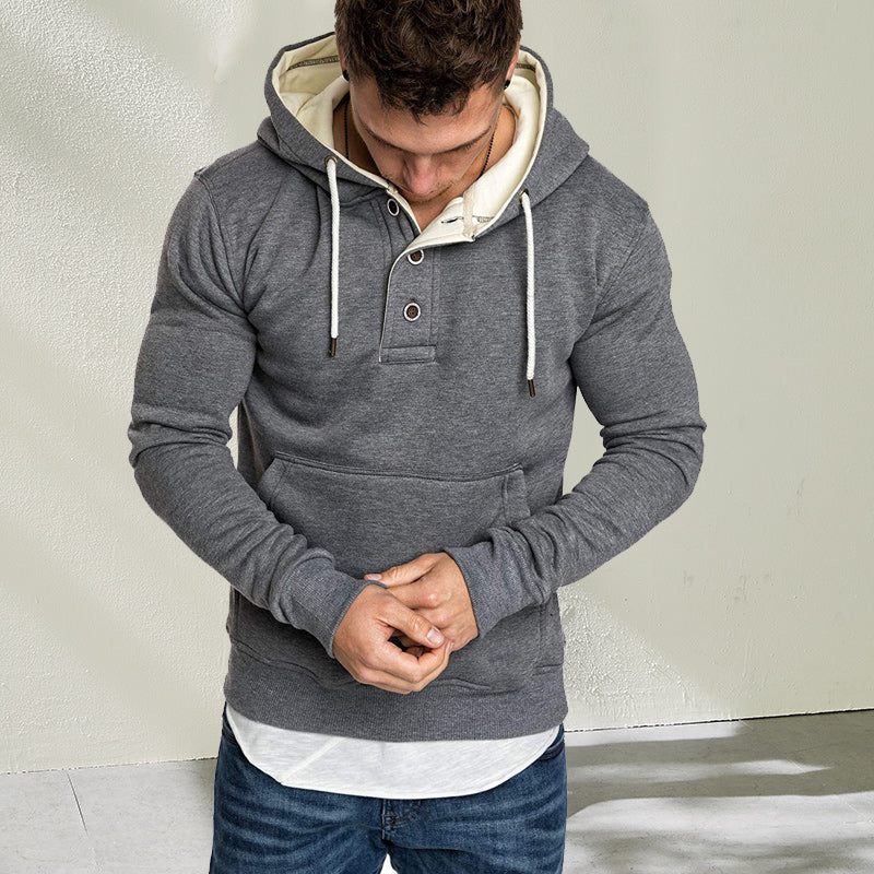 Stylischer Kapuzenpullover mit Knöpfen für Herren