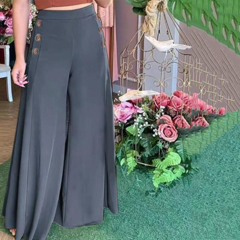 Damen Sommerhose mit hoher Taille und weitem Bein