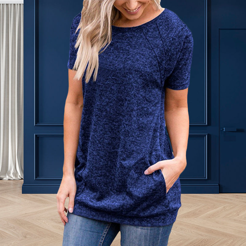 Lockeres lässiges schweißabsorbierendes T-Shirt für Damen mit Rundhalsausschnitt