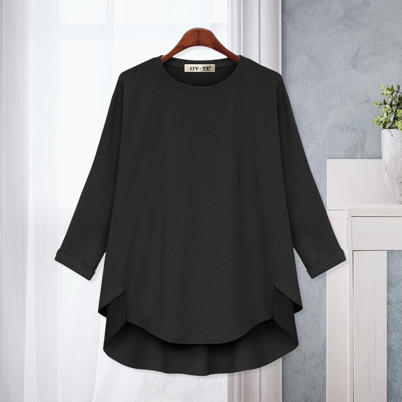 T-Shirt mit Rundhalsausschnitt und unregelmäßigem Saum