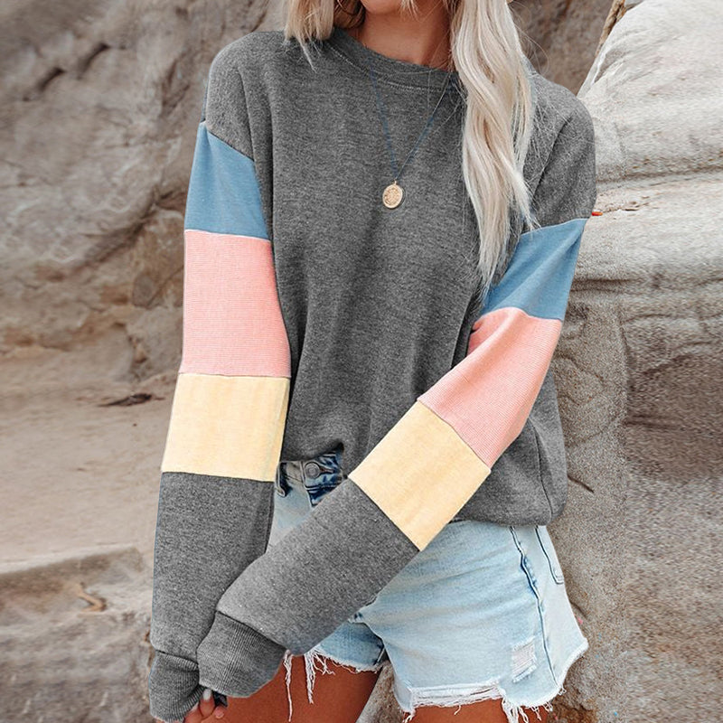 Kontrast-Sweatshirt mit Rundhalsausschnitt