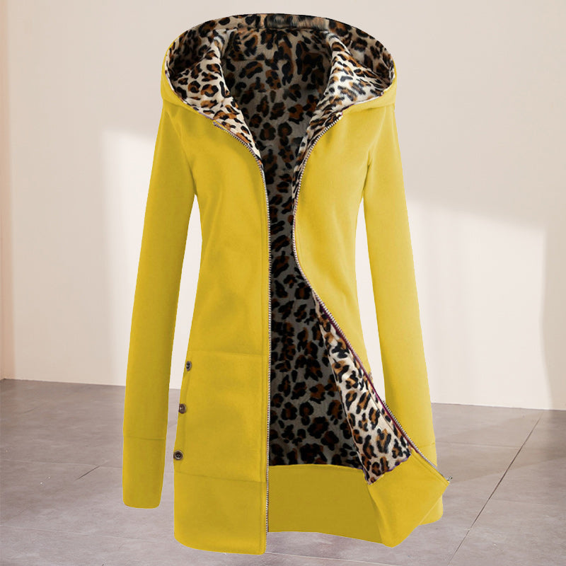Plüsch-Sweatshirt mit Leopardenprint und Reißverschluss