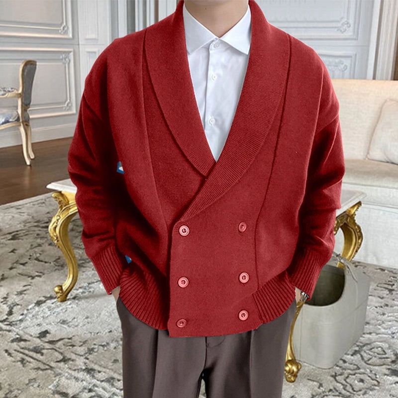 Vollfarbige geknöpfte Strickjacke