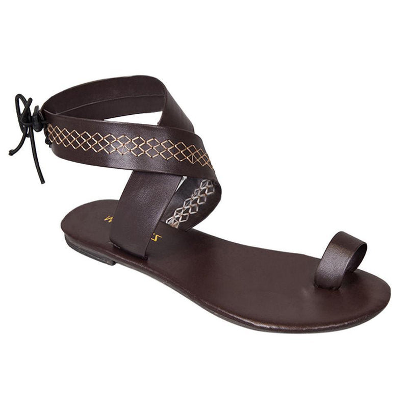 Böhmische flache Knöchelriemen Peep Toe Strand lässige Sandalen