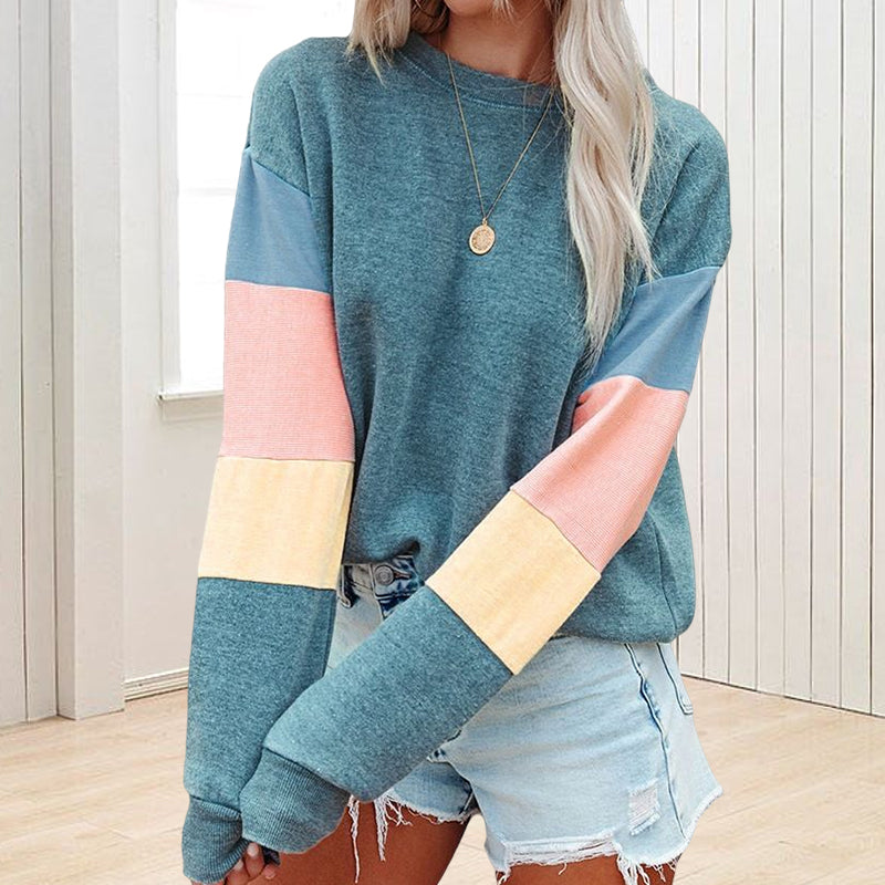 Kontrast-Sweatshirt mit Rundhalsausschnitt