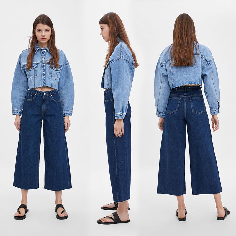 Weit modische Jeans mit breitem geschnittenem Hosenbein