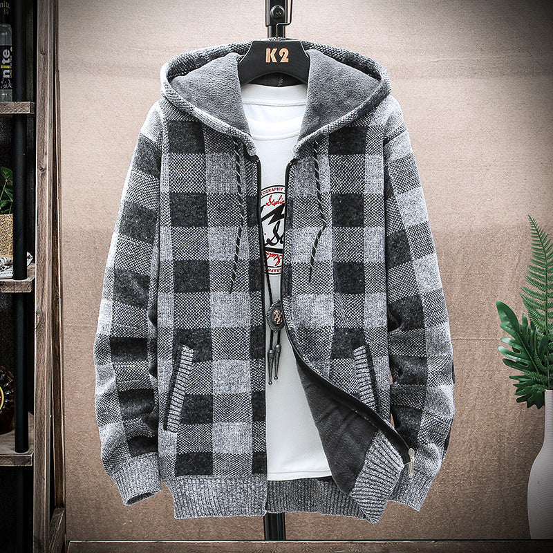 Kapuzenjacke mit Karodruck