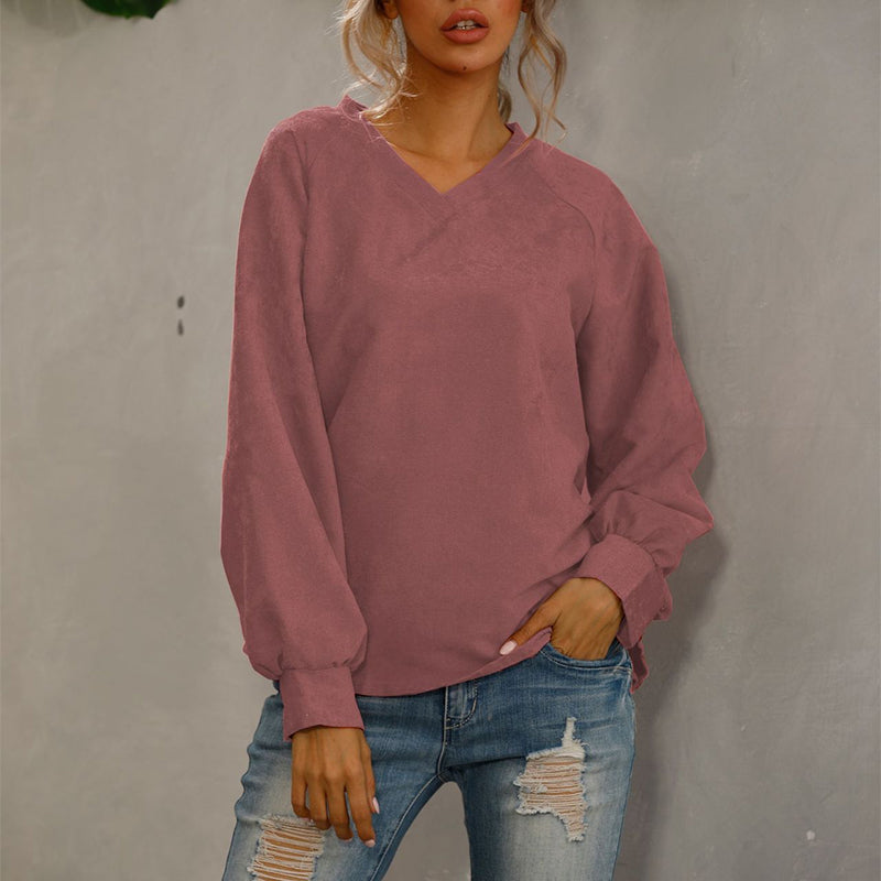 Einfarbiges Cord-T-Shirt