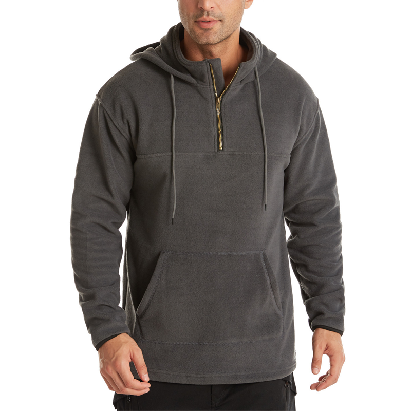 Einfarbiger Fleece-Kapuzenpullover für Herren