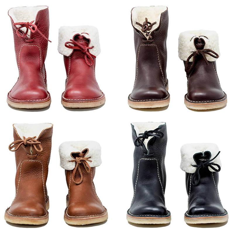 Holilychic Frauen Rund Toe Mittelwadenstiefel