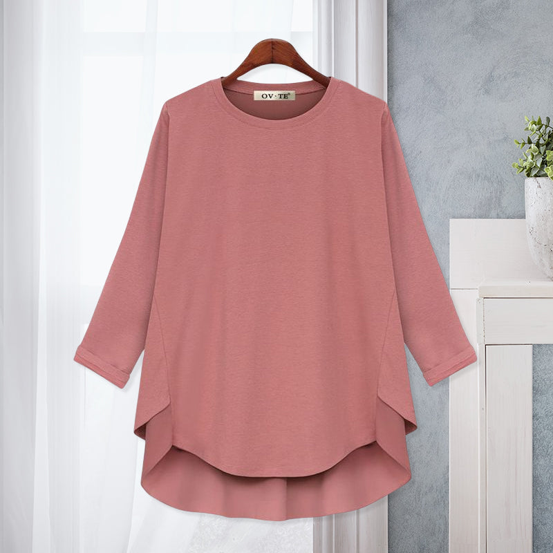 T-Shirt mit Rundhalsausschnitt und unregelmäßigem Saum