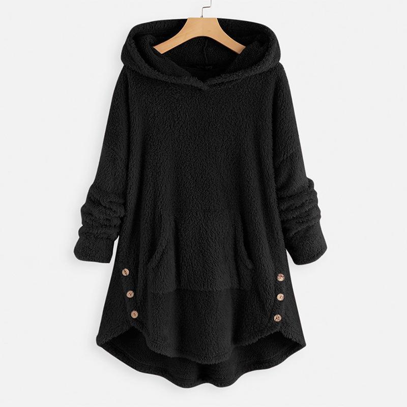 Damen Warme Kapuzenpullover mit Großer Tasche