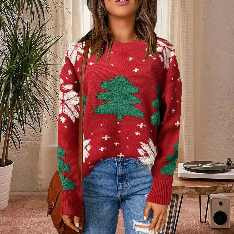 Weihnachtspullover mit Rundhalsausschnitt