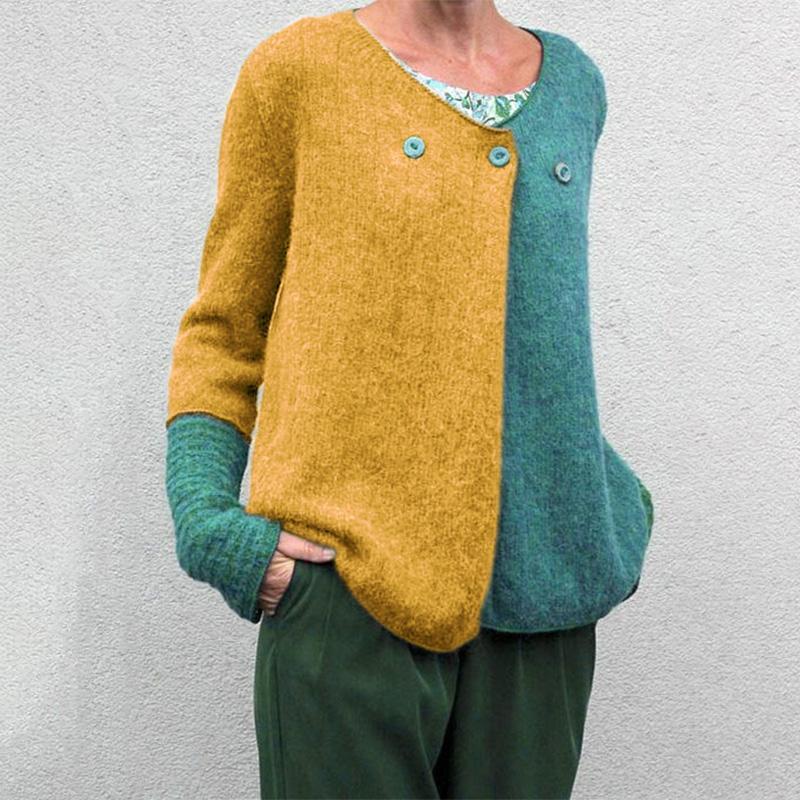 Kontrastfarbener Strickpullover