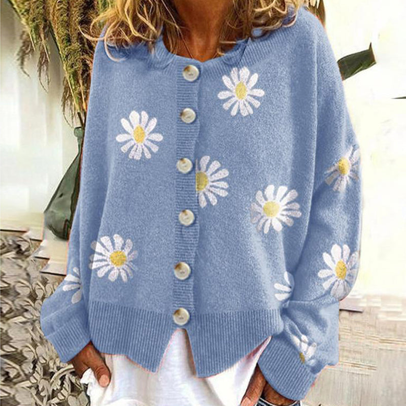 Süße Strickjacke mit Gänseblümchen