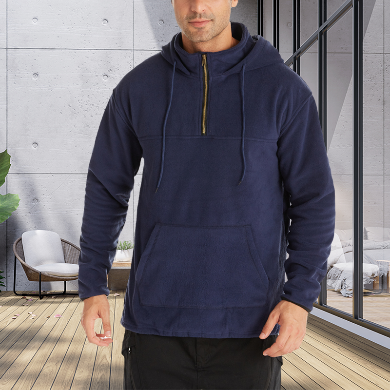 Einfarbiger Fleece-Kapuzenpullover für Herren