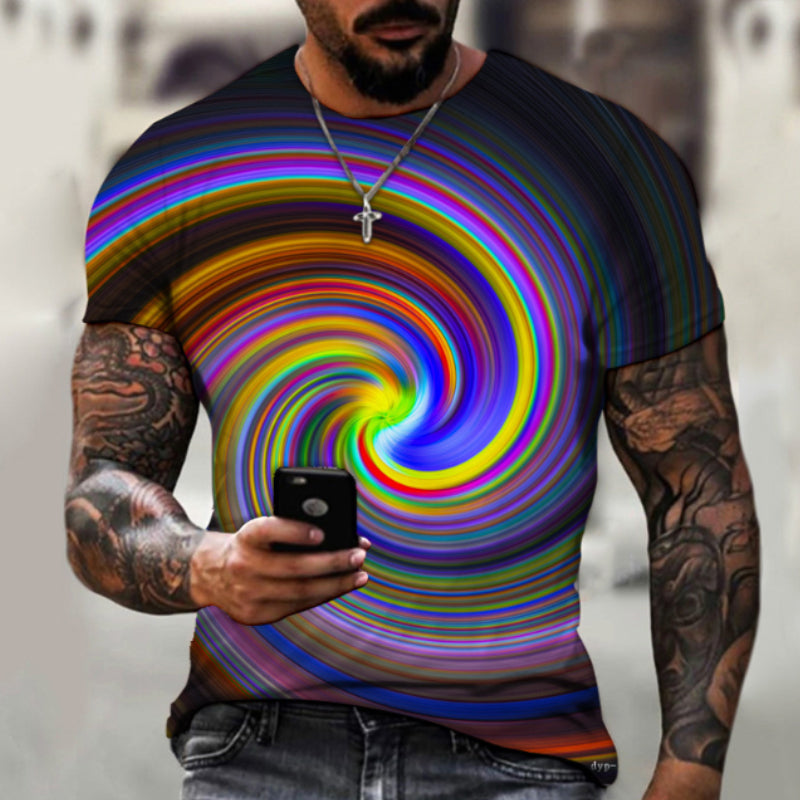 Lässiges Kurzärmliges T-Shirt mit 3D-Digitaldruck für Herren – sonnenlit