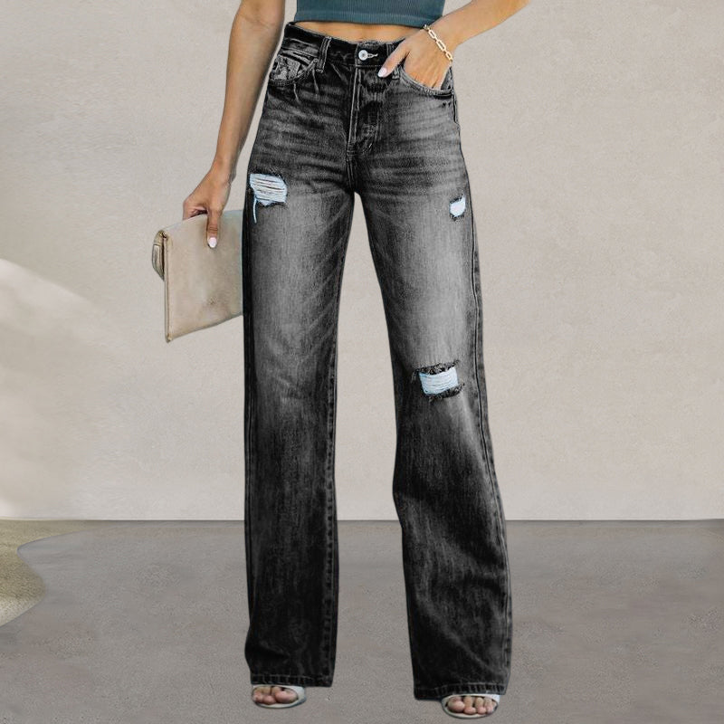 Lässige Jeans mit weitem Bein für Damen im Herbst