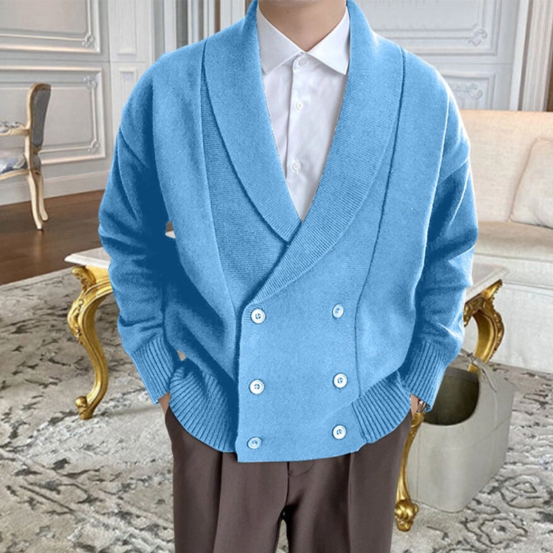Vollfarbige geknöpfte Strickjacke