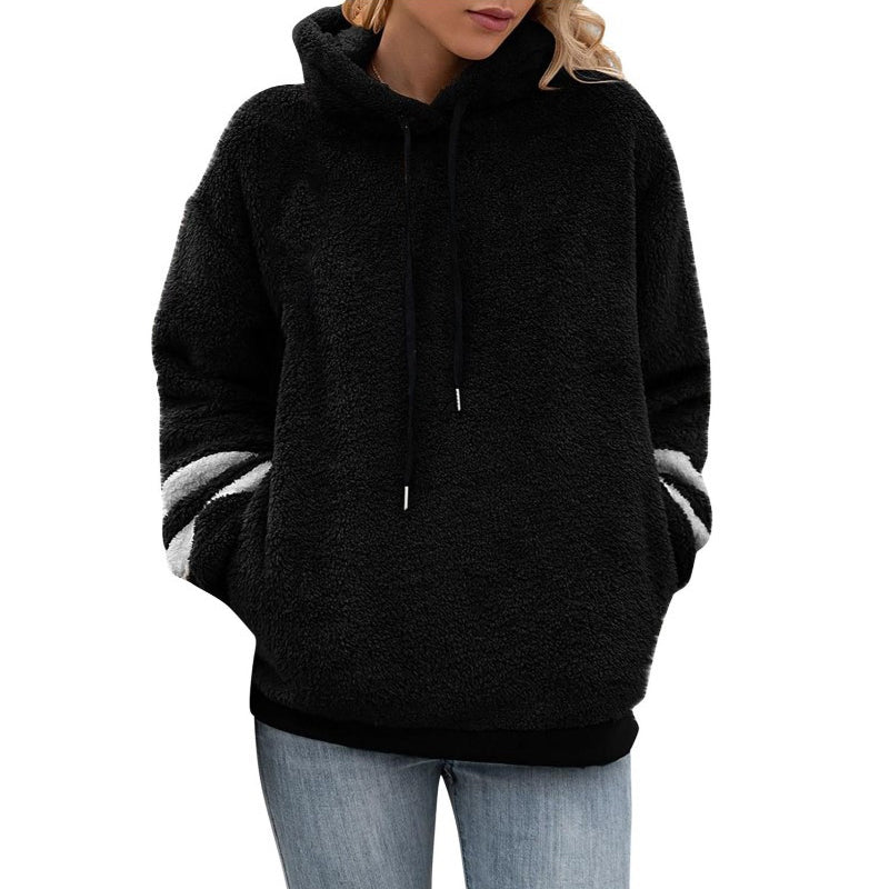 Plüsch-Sweatshirt mit Kordelzug und Kapuze