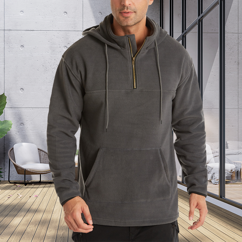 Einfarbiger Fleece-Kapuzenpullover für Herren