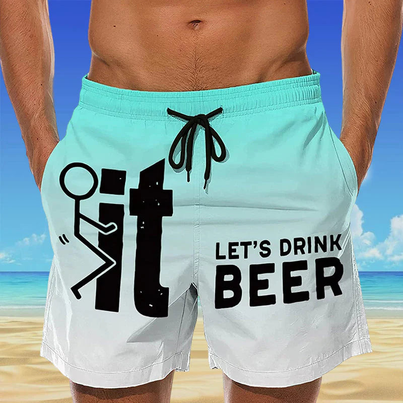 Bedruckte Strandshorts mit Buchstaben für Herren