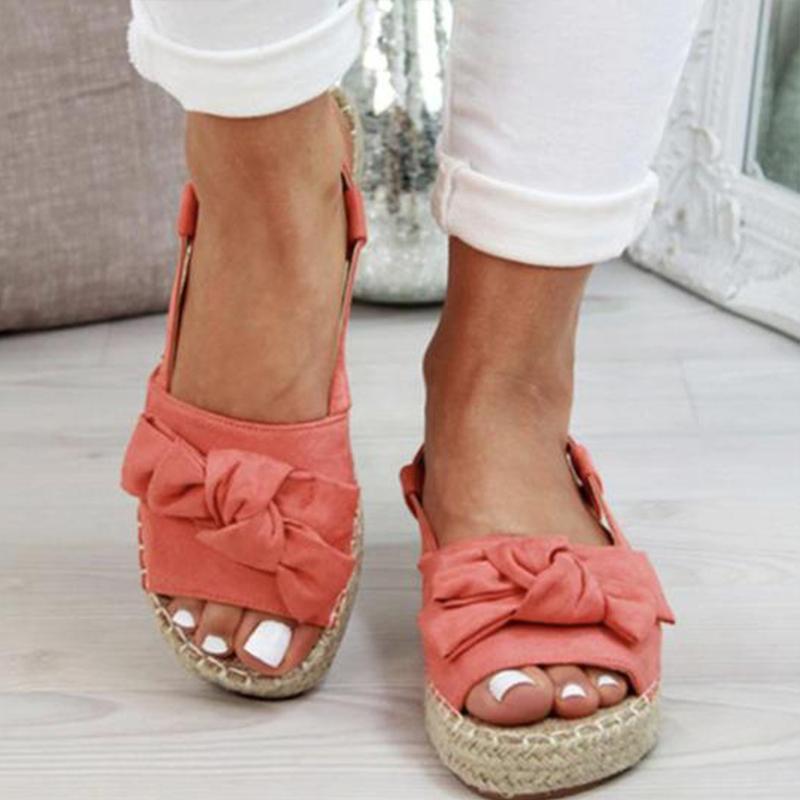 Damen Flache Sandalen mit Schleife