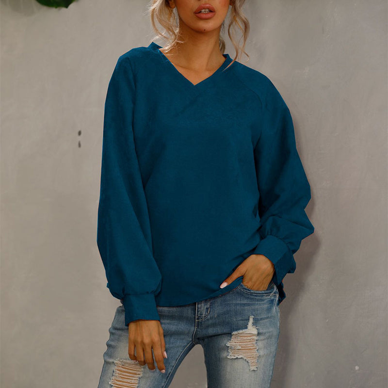 Einfarbiges Cord-T-Shirt