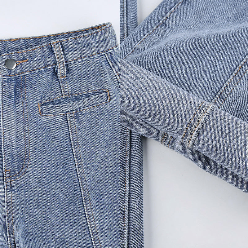 Modische Pentagramm-Jeans mit hoher Taille