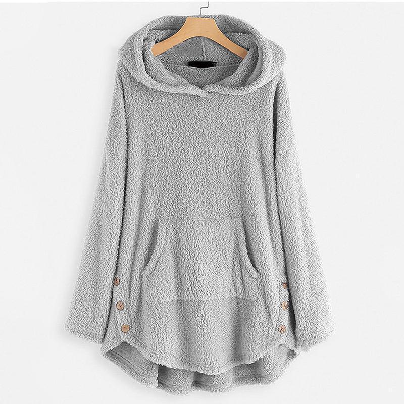 Damen Warme Kapuzenpullover mit Großer Tasche