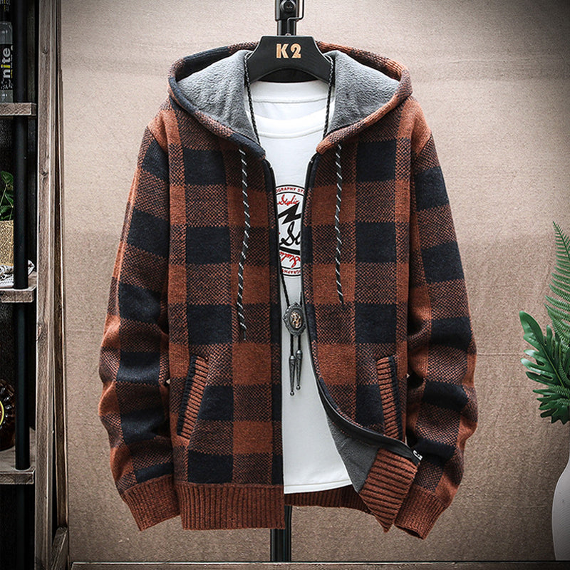 Kapuzenjacke mit Karodruck