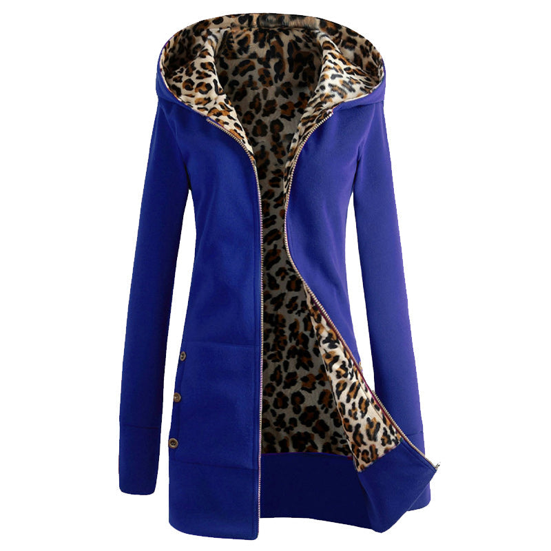 Plüsch-Sweatshirt mit Leopardenprint und Reißverschluss