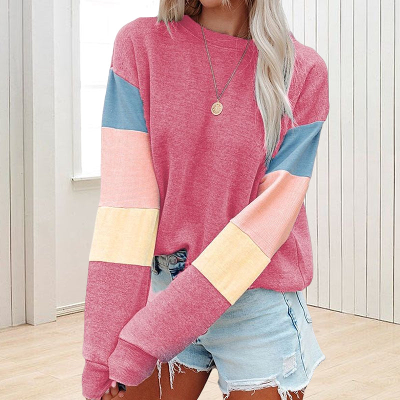 Kontrast-Sweatshirt mit Rundhalsausschnitt