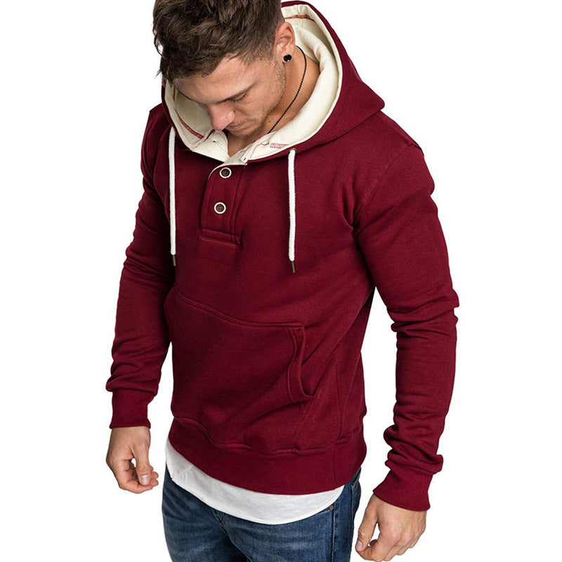 Stylischer Kapuzenpullover mit Knöpfen für Herren